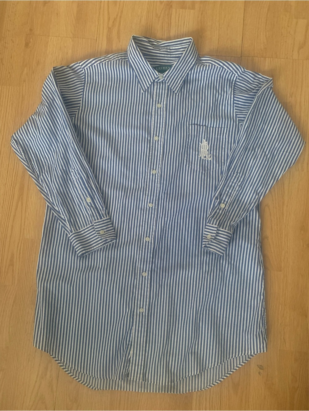 Lauren Ralph Lauren Striped Button Up Polo S/M Embroidered Logo Pocket Preppy